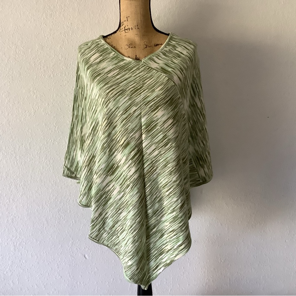 NWT Chic Green Striped Poncho